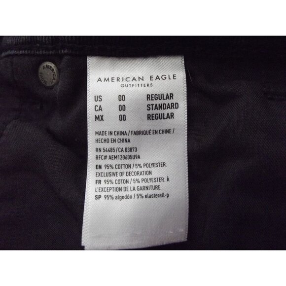 American Eagle Mom Straight Jeans Womens 00 black distressed ripped knee - Picture 4 of 11